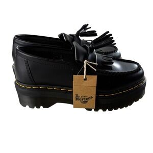 Dr. Martens Adrian Quad Platform Tassel Oxford Shoes Black Leather Women 8US NEW